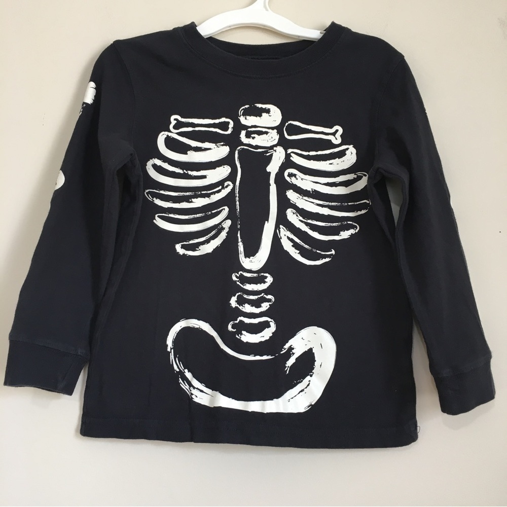 Carter's toddler boys black white Tees long sleeve skeleton printed T-shirt